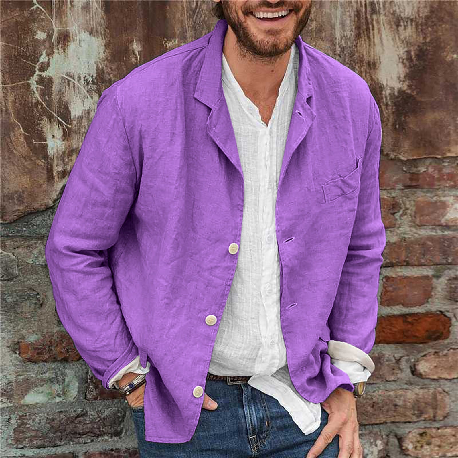Men's Long-sleeved Shirts Versatile Casual Loose Jacket Top