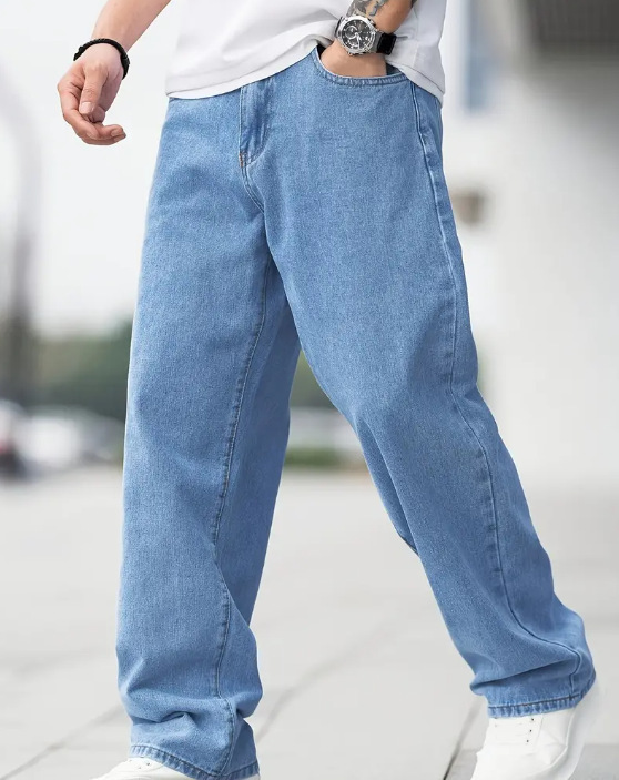 Men's Denim Loose Straight Casual Trousers - Image 6