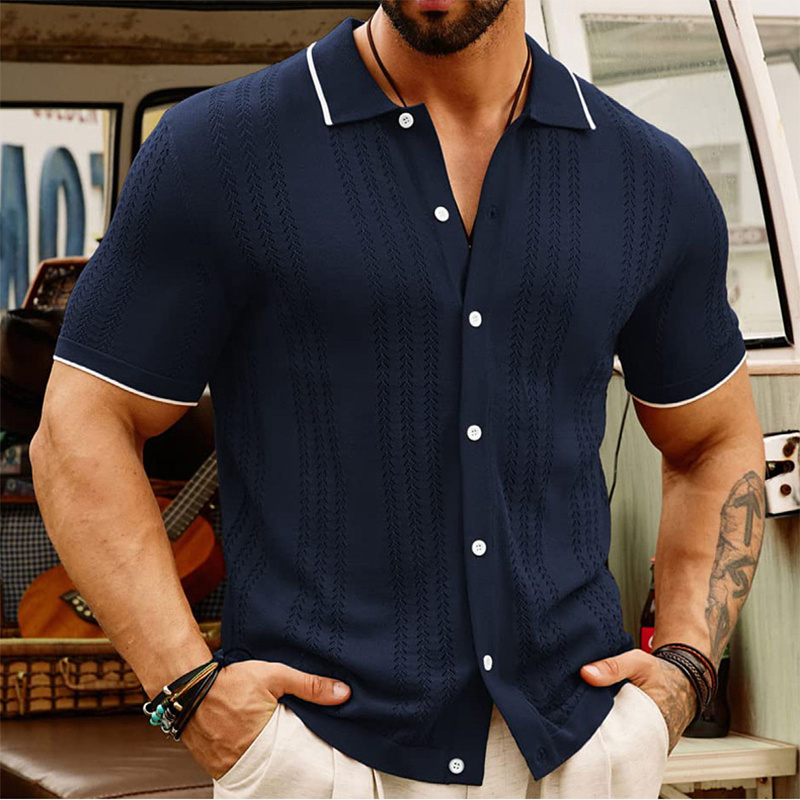 Short-sleeved Polo Shirt Summer Button Lapel Top Fashion Business Men's Clothing - Image 2