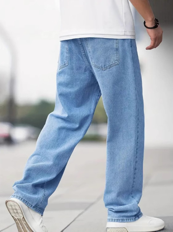 Men's Denim Loose Straight Casual Trousers - Image 3