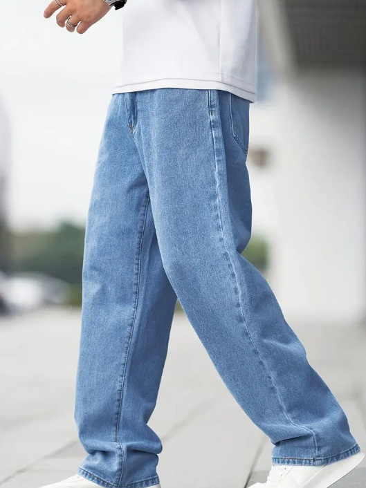 Men's Denim Loose Straight Casual Trousers - Image 2