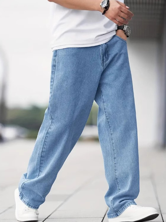Men's Denim Loose Straight Casual Trousers - Image 4